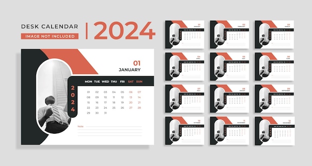 Modern New Year calendar template Set Desk Calendar 2024