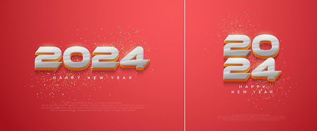 Modern new year number 2024 with a 3d thick number in the yellow background premium vector design for posters banners calendar and greetings