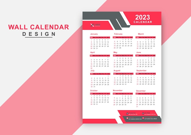 Vector modern new year single wall calendar design template 2023