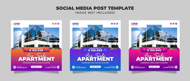 Modern Nieuw Appartement Te Koop Social Media Instagram Feed, Flyer En Banner Template