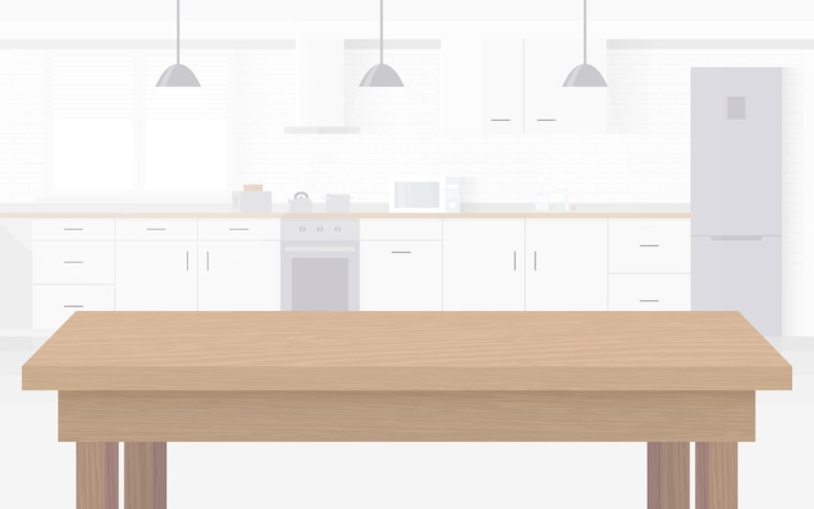 Vector modern nieuw licht interieur van keuken met witte meubels