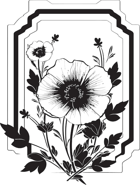 Modern Noir Petal Artistry Hand Rendered Vector Emblem Minimalist Botanical Sketch Elegant Black Ic