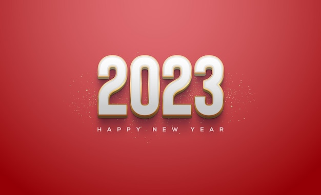 Modern number 2023 in white on red background