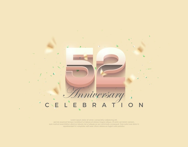 52주년 기념을 위한 최신 번호 프리미엄 편집 벡터 디자인 인사말 및 축하를 위한 프리미엄 벡터 배경