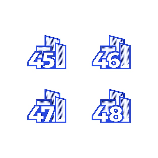 Modern numbering with building property real estate logo design vector graphic symbol icon illustration creative idea