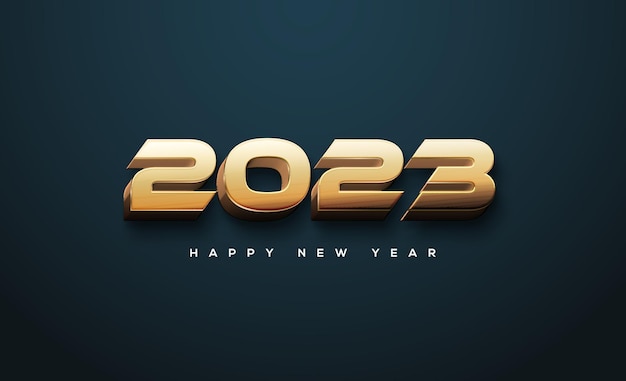 Modern numbers 2023 happy new year with shiny gold color