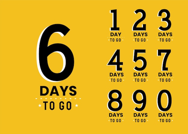 Modern numbers of days to go. stickers and banners timer pack.