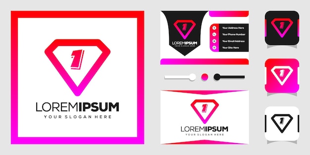 modern nummer 1 vormig diamantlogo-ontwerp