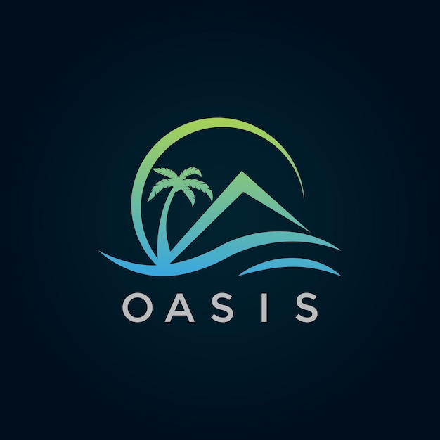 Design moderno dell'illustrazione del logo piatto oasis