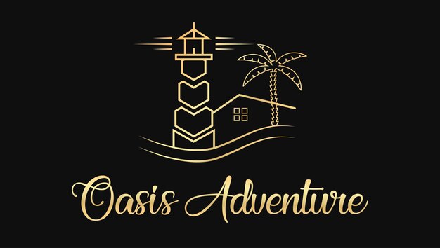 Modern oasis resort housing traveling camping outdoor logo