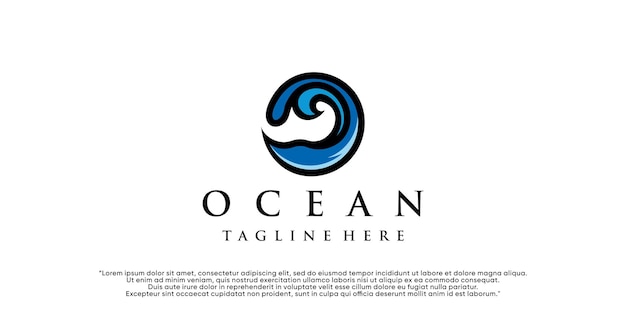 Illustrazione semplice dell'acqua del modello moderno di logo dell'oceano per affari vettore premium