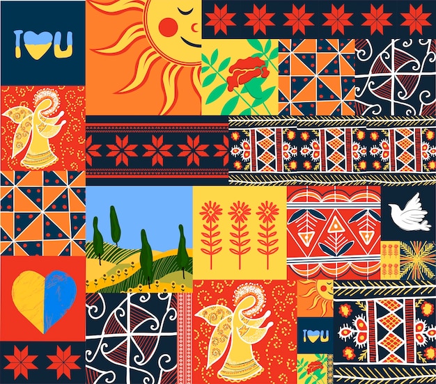 Modern Oekraïens ornament Naadloos patroon in de Oekraïense stijl Symbolen van Oekraïne