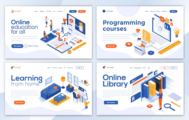 Modern of landing page template - education set