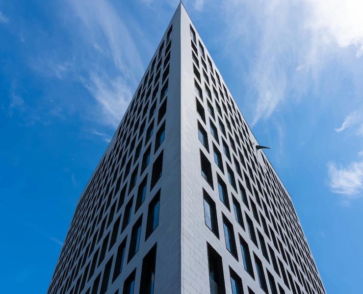 Vector modern office building exterior commercial business center vector