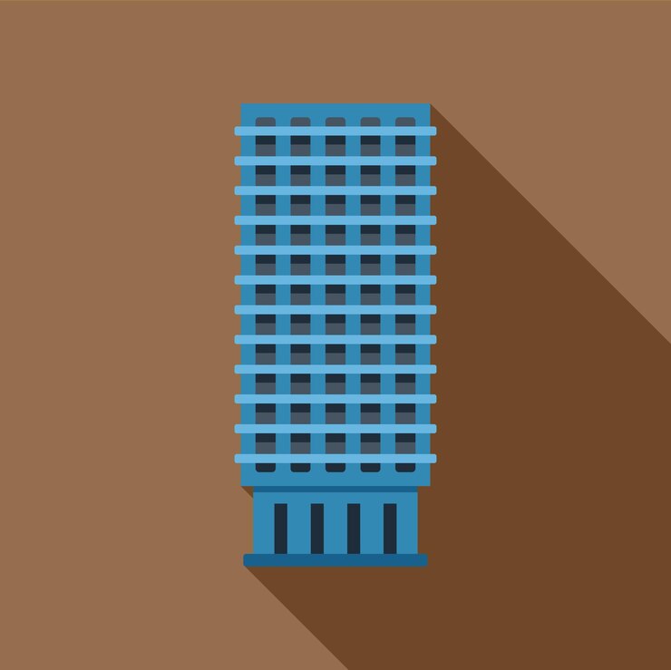 Vector modern office building standing tall with many windows