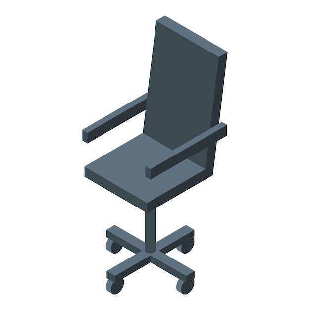 modern office chair standing on wheels isometric icon