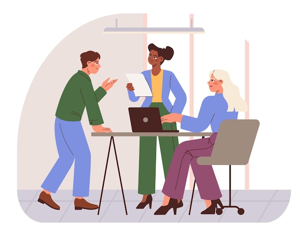 Vector modern office characters group of diverse business people chatting