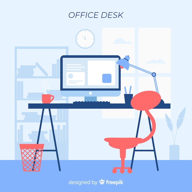 Modern office desk with flat design