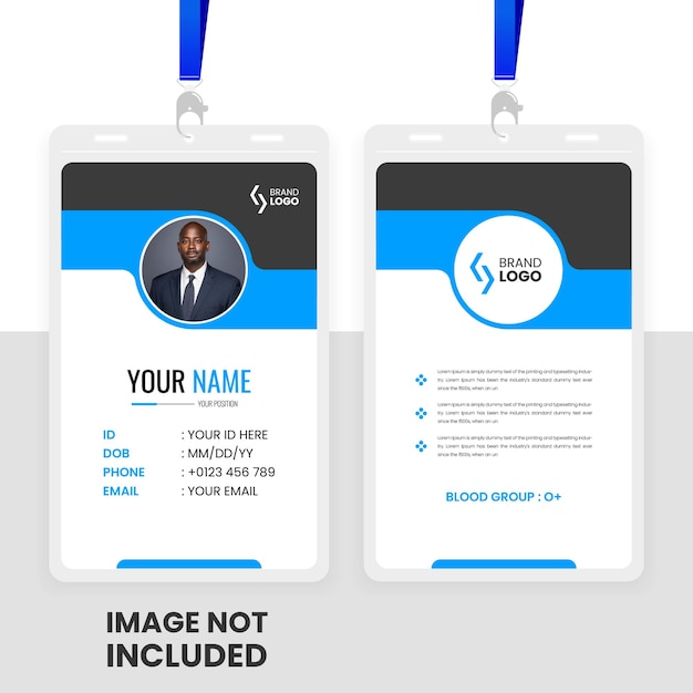 Modern Office Id Card Design Template with blue and black color