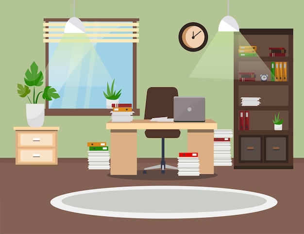 Modern office interior vector illustration