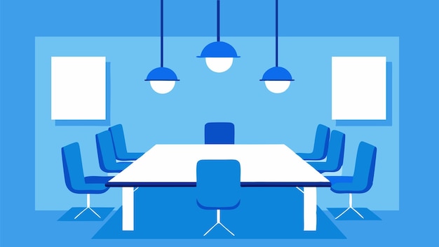 modern office meeting room vector illustration sleek blue and white professional design