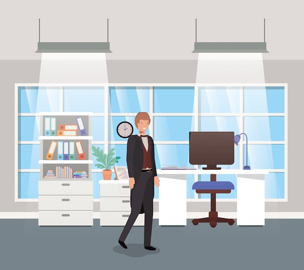 Modern office with businessman
