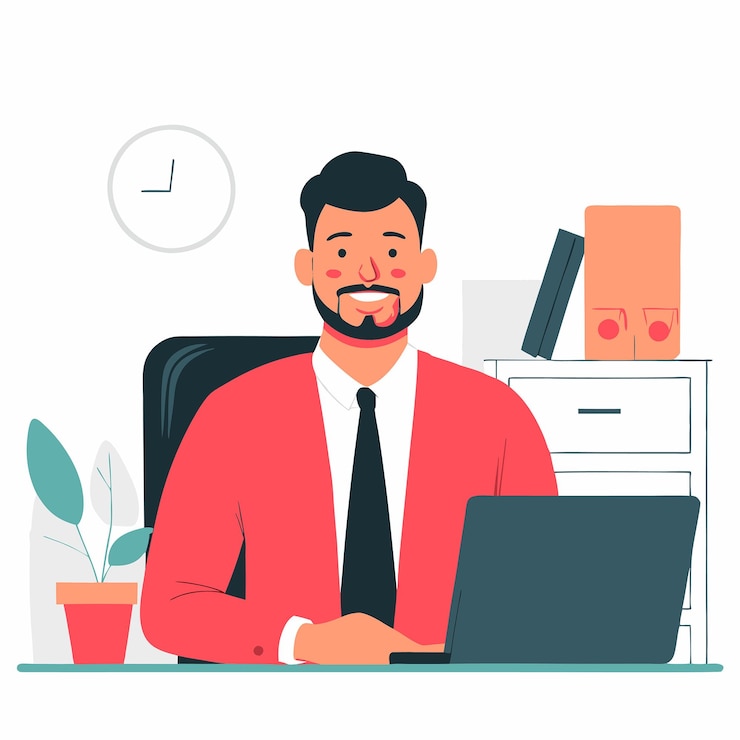 Vector modern office workspace with collaborative team concept