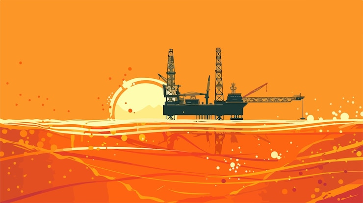 Vector modern oil industry design on vibrant orange background vector illustration
