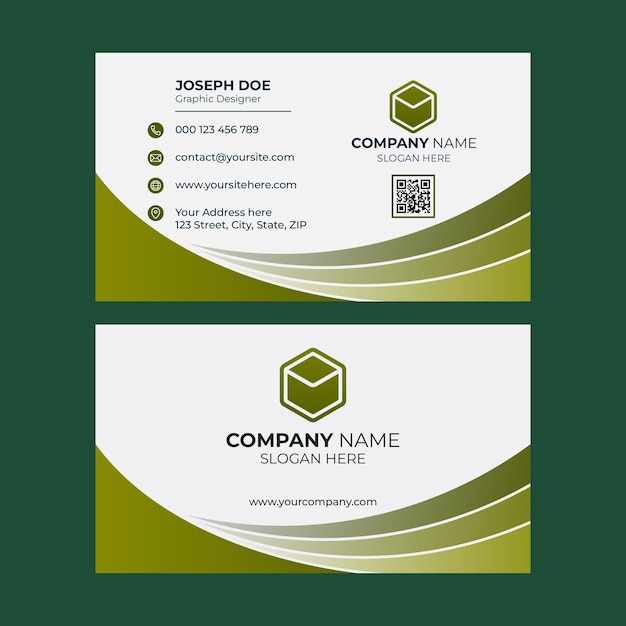 Modern Olive business card Template curved lines