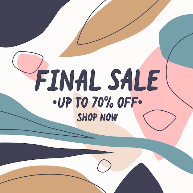 Modern online Sale poster Different shapes in Doodle style Abstract spots and shapes on the background