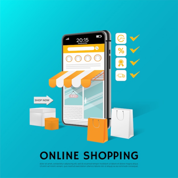 Modern online shopping poster