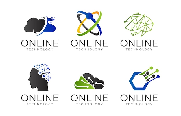 Vector modern online technology logo set