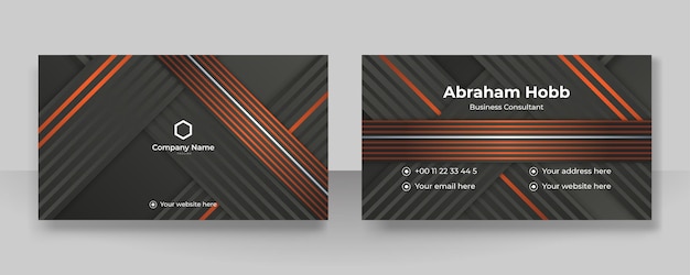 Modern orange and black business card design template