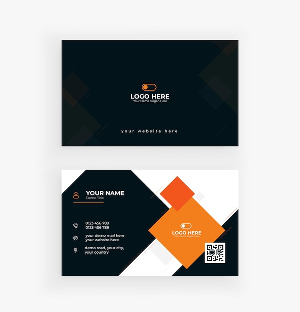 Современный оранжевый дизайн корпоративной визитки