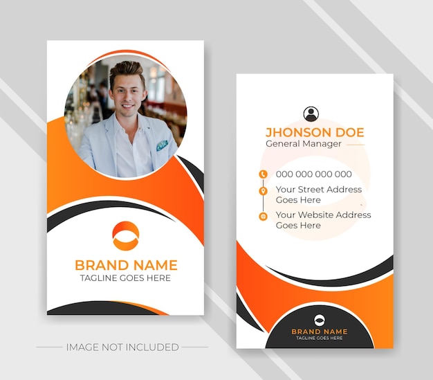 Modern orange elegant luxurious vertical Business card design template