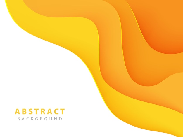 モダンなオレンジ色のグラデーション紙カット波の抽象的な背景