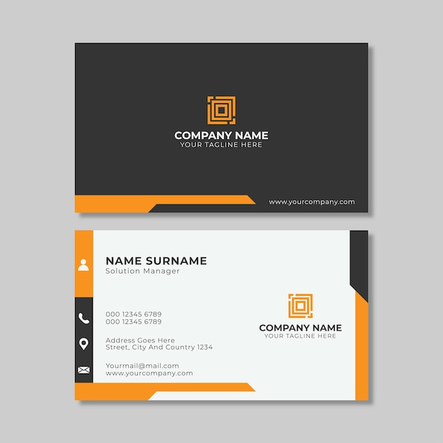 Modern orange name card and business card