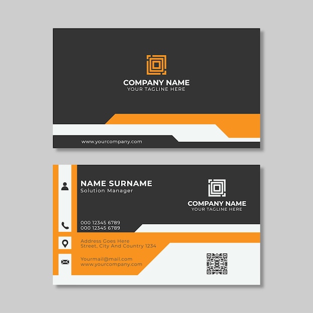 Modern orange name card and business card