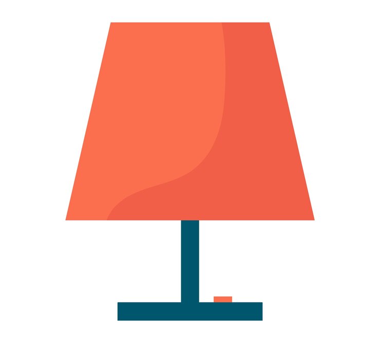 Vector modern orange table lamp with minimalistic design on white background stylish home interior decor and minimalism concept vector illustration