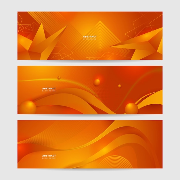 Vettore banner lungo moderno vettore astratto giallo arancione sfondo minimale con onde frecce forme geometriche e copia spazio per il testo copertina dei social media e modello di banner ampio web