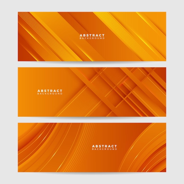 Modern orange yellow abstract vector long banner Minimal background with waves arrows geometric shapes and copy space for text Social media cover and web wide banner template