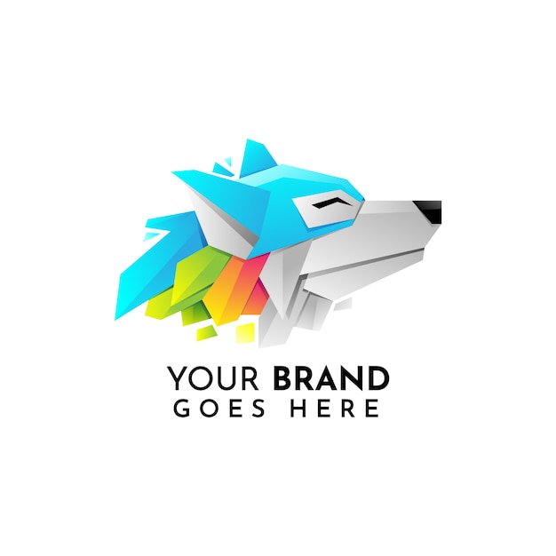 Vector modern origami wolf logo template