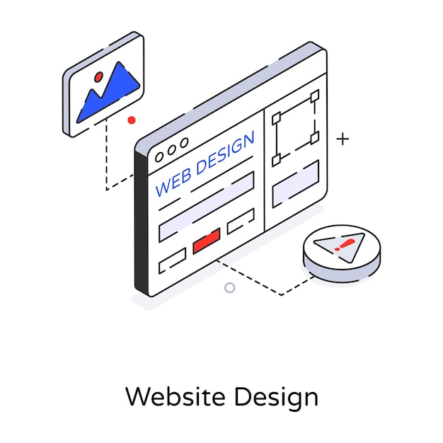 웹사이트 디자인의 현대 개요 3d 아이콘