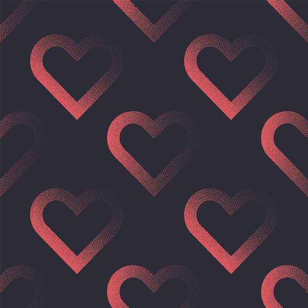 Premium Vector | Modern outline hearts seamless pattern vector ...