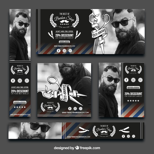 Vector modern pack of barbershop banners