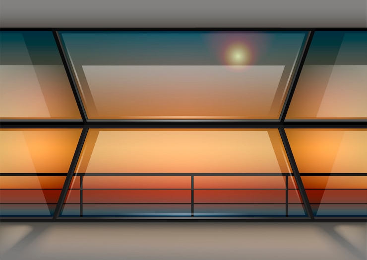 Vector modern panoramic window 