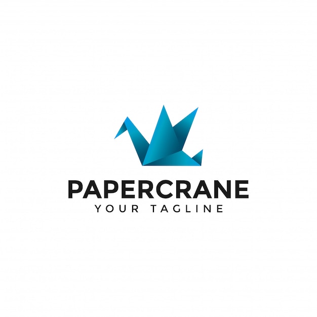 Modern Paper Crane Origami Logo Design Template