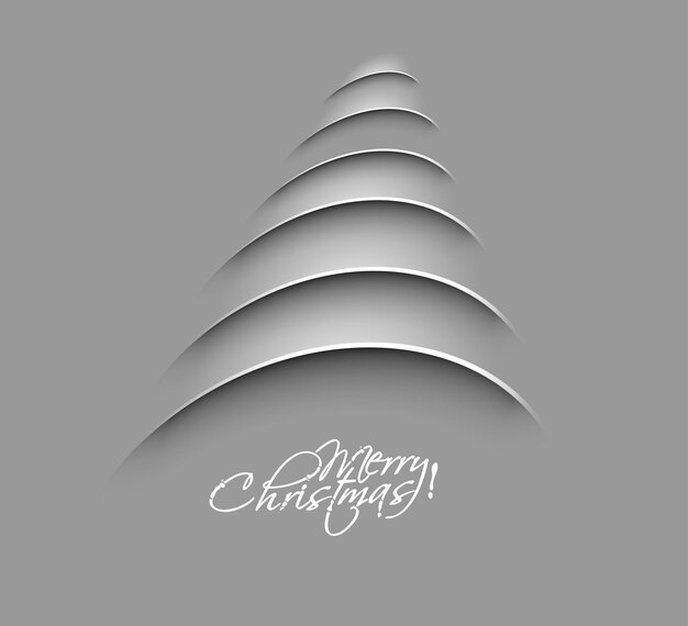 Modern Paper Cut Christmas Tree Background, Vector illustration.