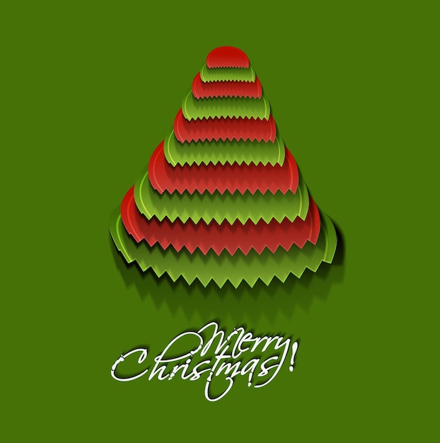 Modern paper cut christmas tree background, vector illustration.