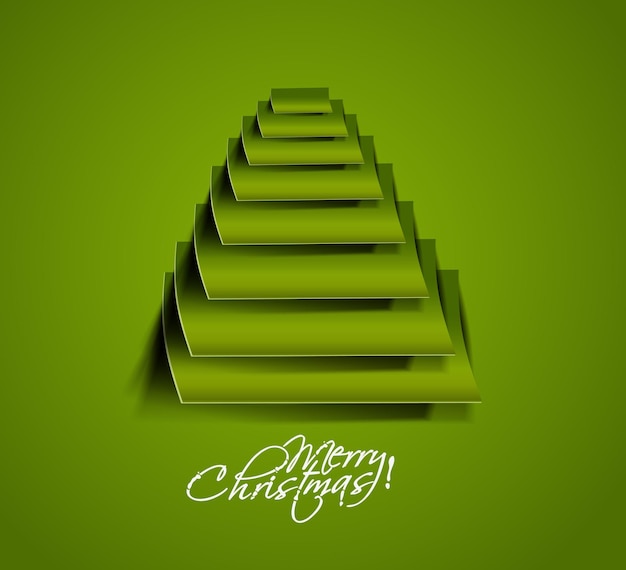 Modern Paper Cut Christmas Tree Background, Vector illustration.